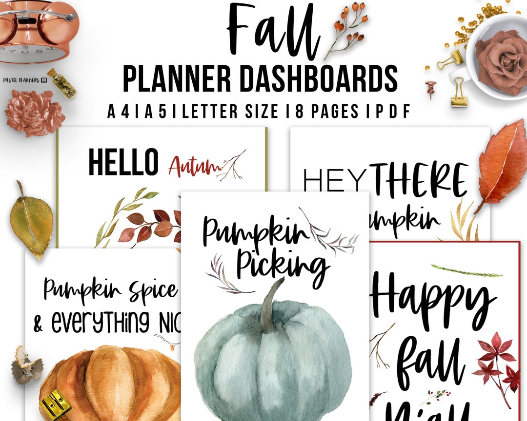 Fall Planner Dashboard Happy Planner Printable Cover Inserts Pumpkin ...