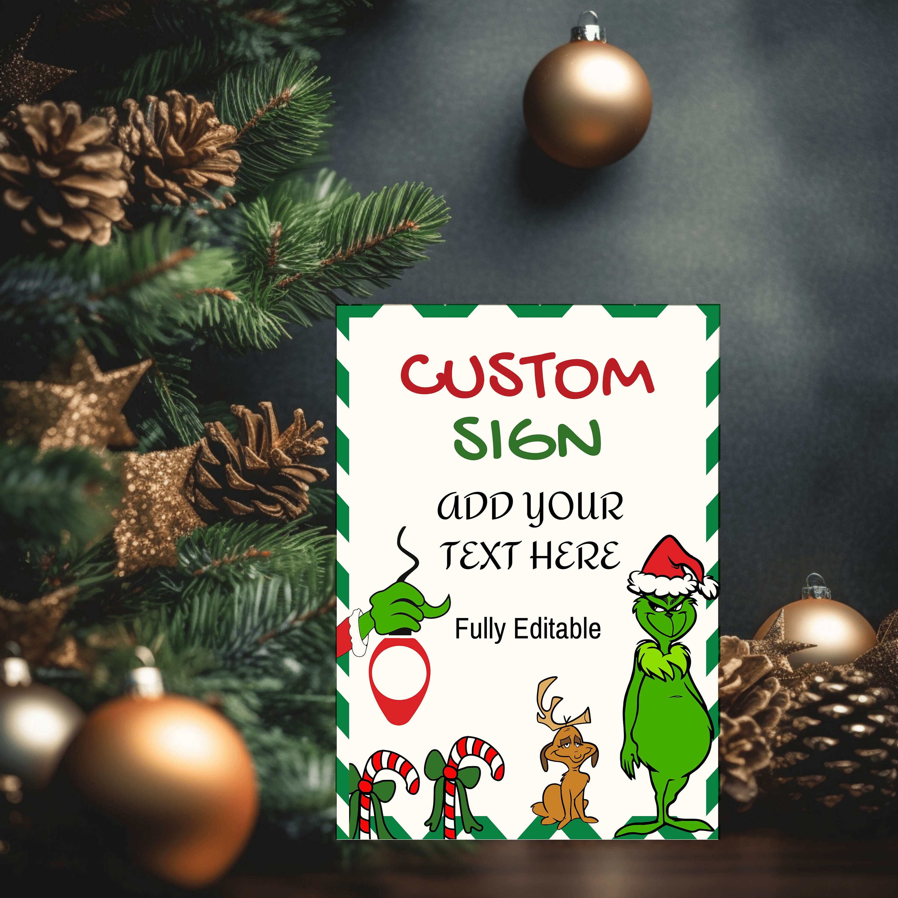 Grinch Christmas Custom Sign Editable Grinchmas Printable Sign ...