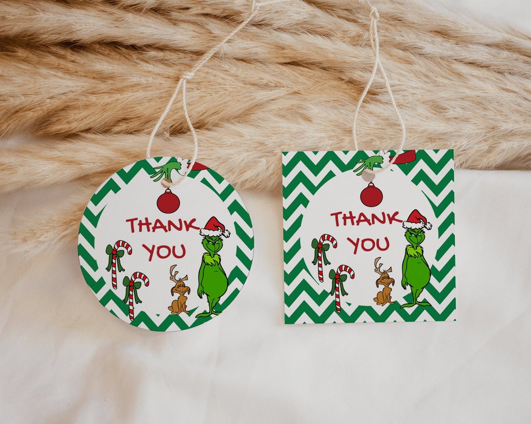 Editable Grinch Party Favor Tags Grinchmas Personalized Thank - Etsy