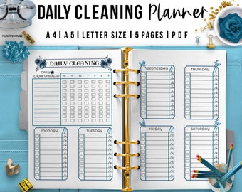 Daily Cleaning Floral  Planner Printable Insert  Daily Log Household Schedule Organizer Home Checklist & Maintenance A4 A6 Letter  PDF
