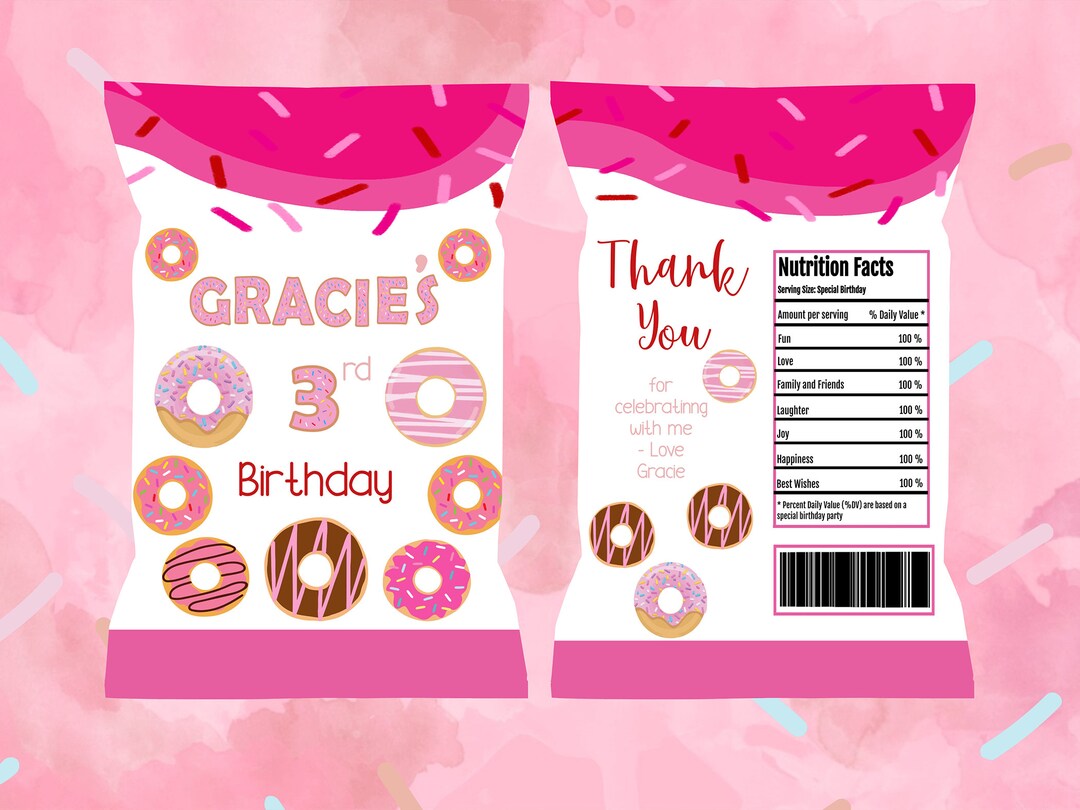 Editable Donut Chip Bag Template Potato Chip Wrapper Printable Crips ...