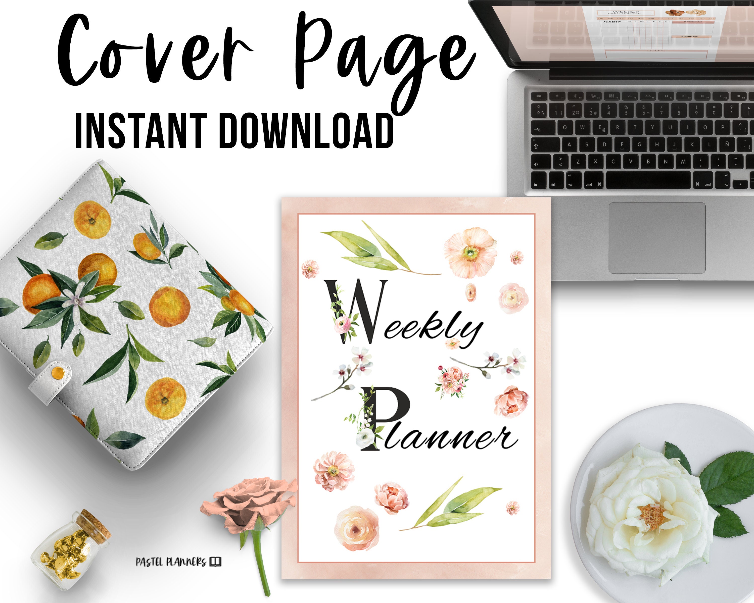 Cute Floral Weekly Planner Printable Hourly Schedule Week Organizer ...