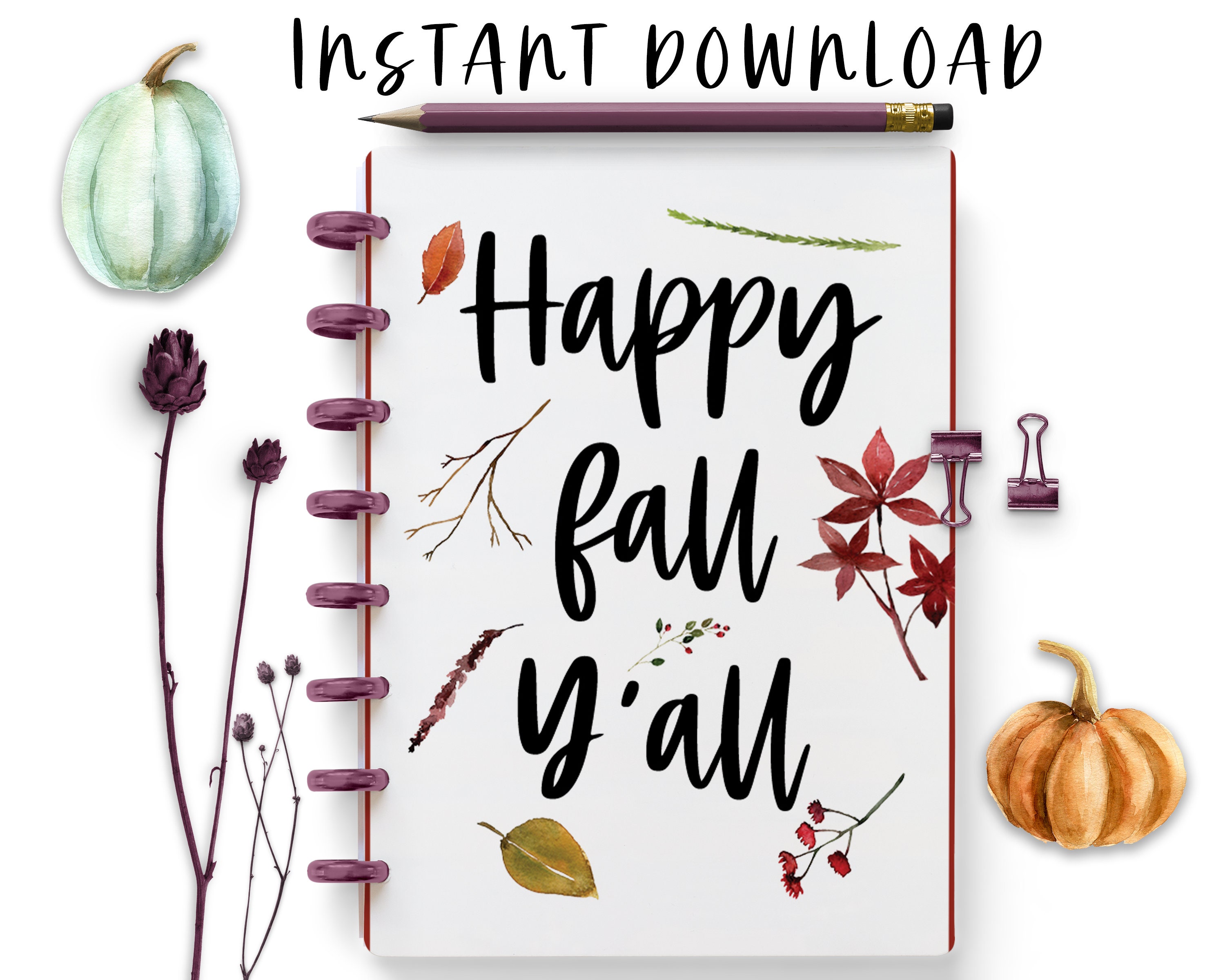 Fall Planner Dashboard Happy Planner Printable Cover Inserts Etsy