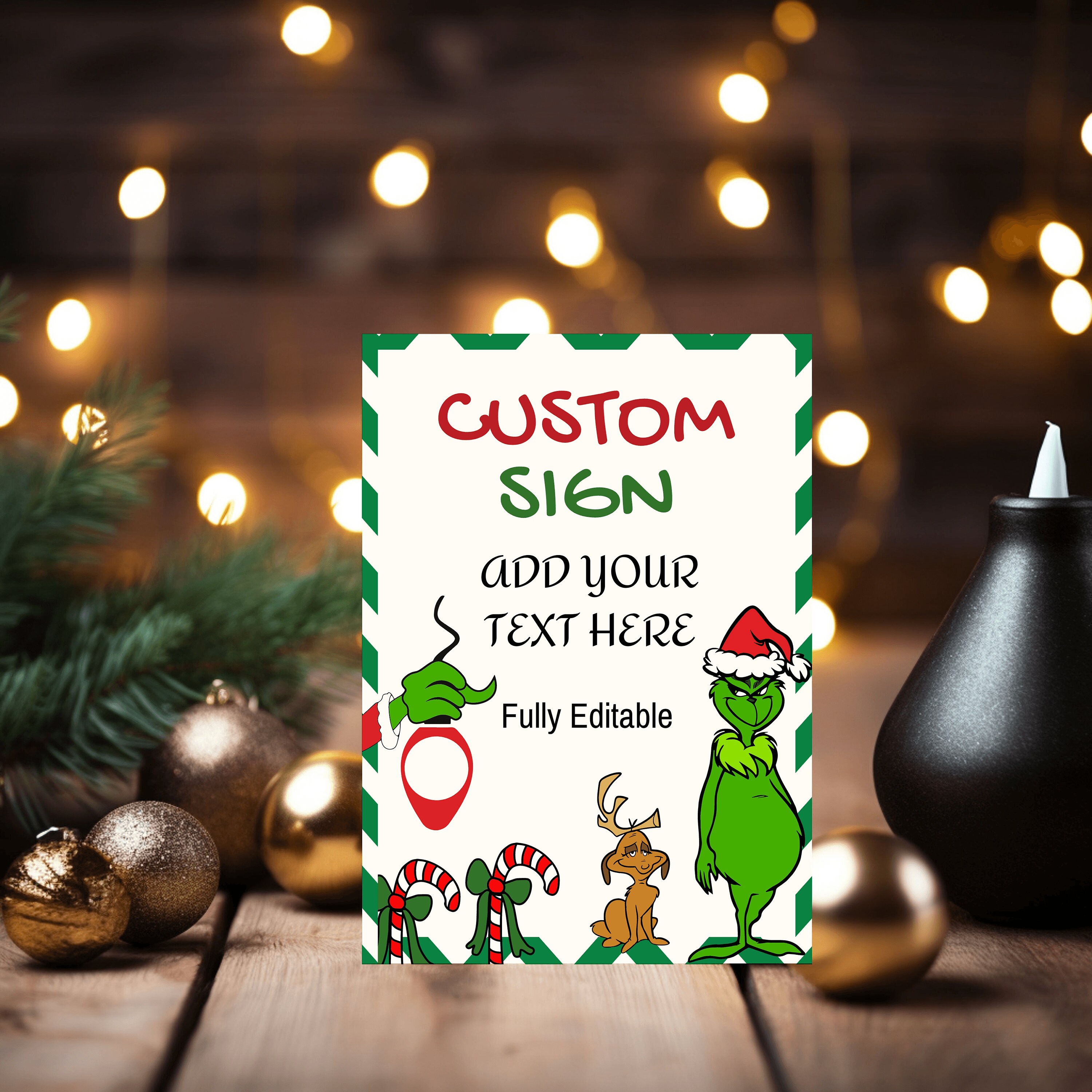 Grinch Christmas Custom Sign Editable Grinchmas Printable Sign ...