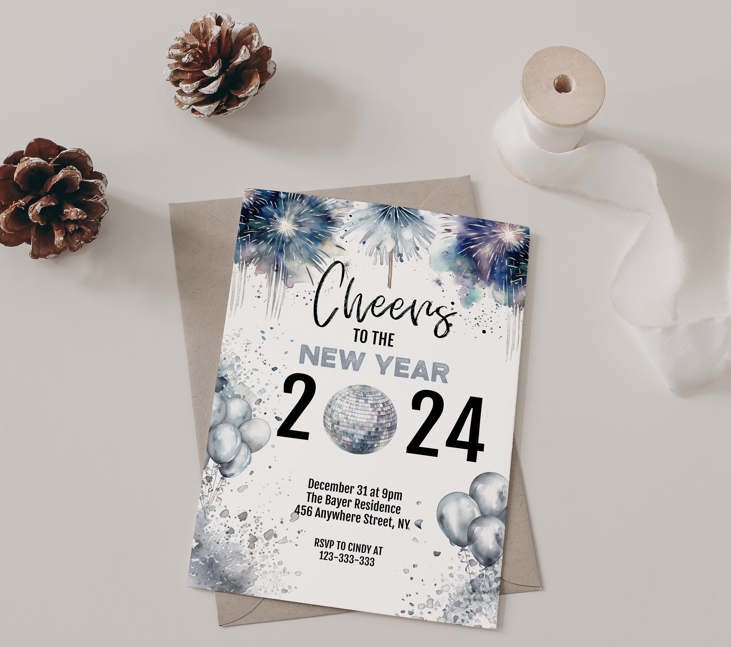 New Year's Eve Party Invitation Template Editable New Years Eve Invite ...