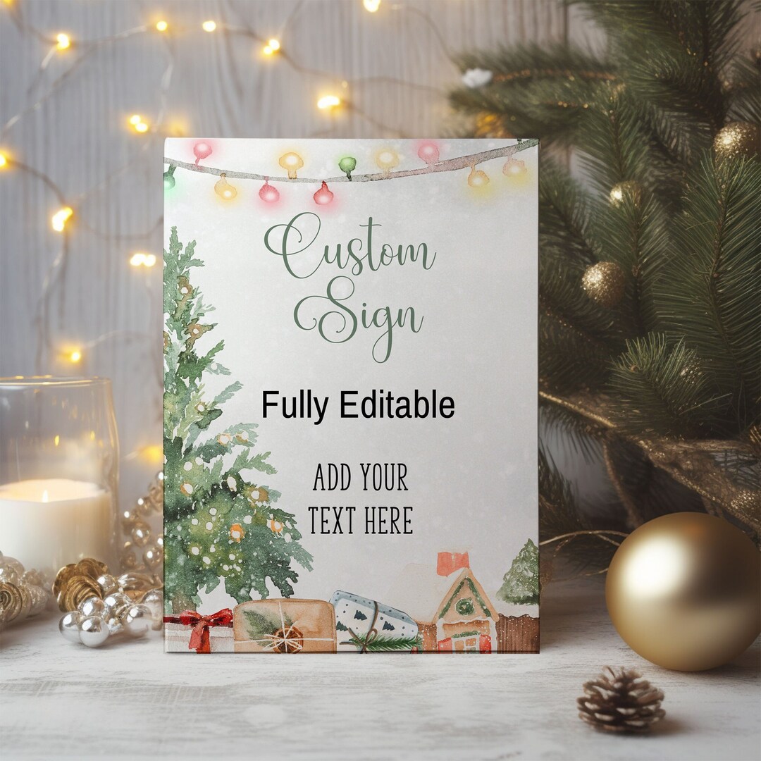 Editable Christmas Custom Sign Printable Holiday Party Sign - Etsy