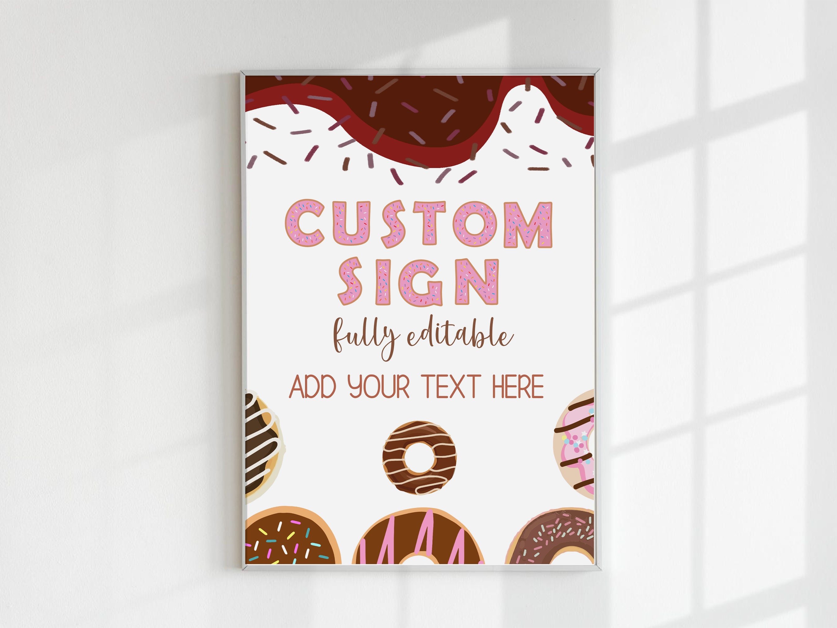 Editable Donut Themed Custom Sign Printable Party Decoration ...
