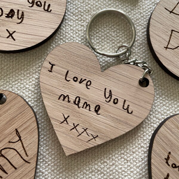 Mother's Day Gift, Child’s Handwriting Keyring, Gift for Mummy, Children's Drawing Engraved,  Gift for Grandma, Gift For Her, From the Kids