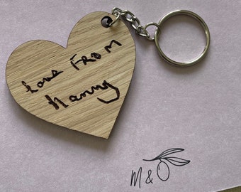 Small Gift For Mum, Loved One Handwriting Keyring, Small Thoughtful Present, Memorial Gift, Old Writing Engraved, Keychain Personalised