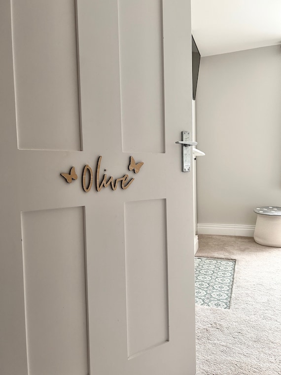 Girls Bedroom Door, Name Sign, Butterfly Decor,  Bedroom Accessories, Personalised Wooden Sign, Kids Room Sign, Nursery Decor, Child's Room