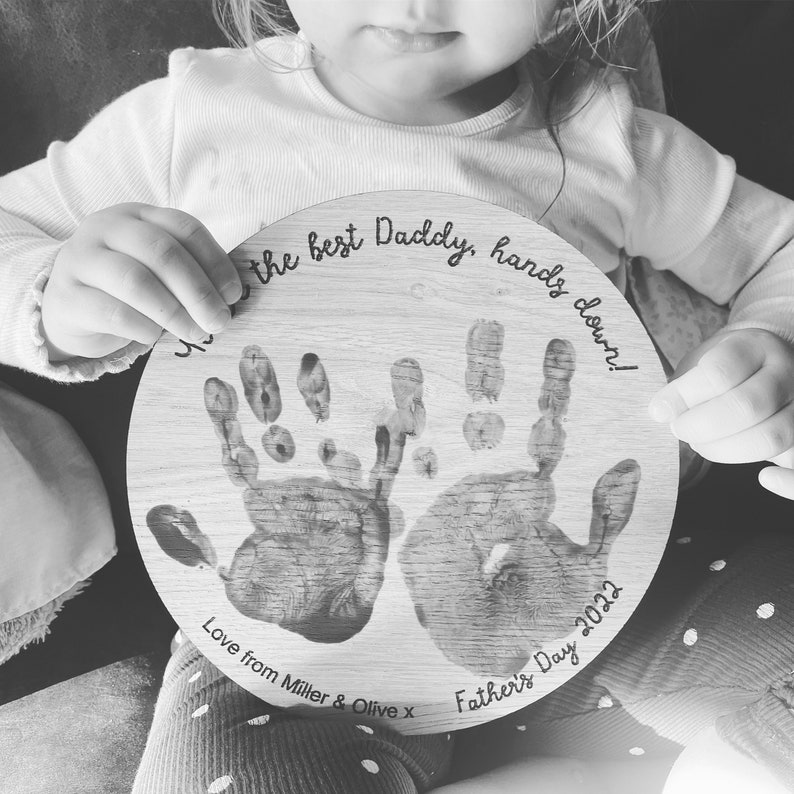 Personalised Gift for Dad, Daddy Birthday Gift, Hand Print Keepsake Gift, Gift from Kids to Dad, DIY Gifts for Dad, Baby Handprint Present image 1