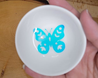 Butterfly Handmade trinket dish, small dish, candle holder, Jewelry holder, Crystals Holders