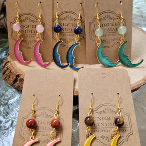 Crystal Earrings ,Stacked Stone Drop Earrings |Charm and Crystal Earrings ,Witch Jewelry, Crystal Jewelry