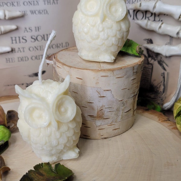 Small Owl Handmade Candle, Palm wax Candle, Home decor Candle, Small white Owl candle