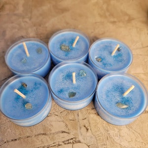 Soy Wax Tealight Candles Crystal Candles Hand poured Candles Crystal intention 6 pack candles with Herbs Scented Candles immagine 10
