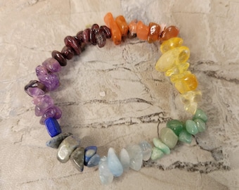 Pulseras elásticas de piedras preciosas de chakras, con hilos de cristal, pulseras hechas a mano