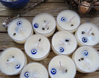 Tealight Soy Wax Candle 10 Pack Evil Eye Tea light Candles Protection Candle Crystal Candle Protection Candle