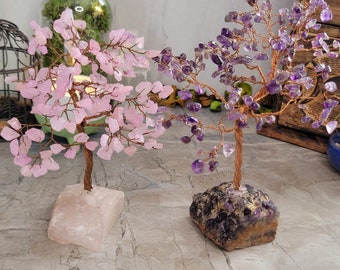 Amethyst , Green Aventurine ,Rose Quartz Tree Of Life (7 inch)