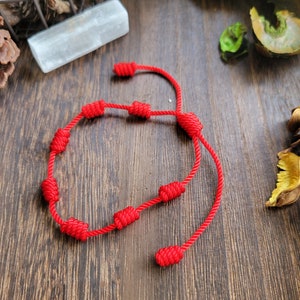7 Knot Lucky Bracelets, Adjustable/ Red String Bracelets
