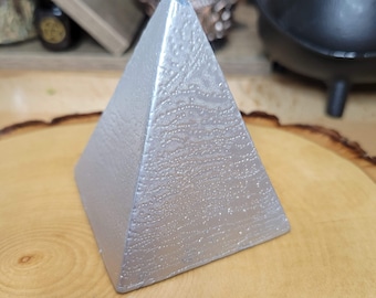 Silver Pyramid Candle, Abundance Candle Spell, Pyramid Decoration Candle, Gift for Her