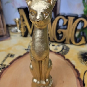 Gold Decorative Ritual Cat Shaped Candle Cat Candle, Offering Candle, Spell Candle Bild 1