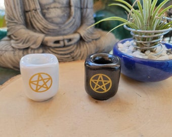 Ceramic Chime Candle Holder, Pentacle, Candle Holder , Altar Decoration