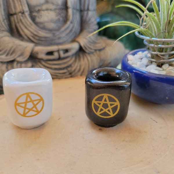 Ceramic Chime Candle Holder, Pentacle, Candle Holder , Altar Decoration