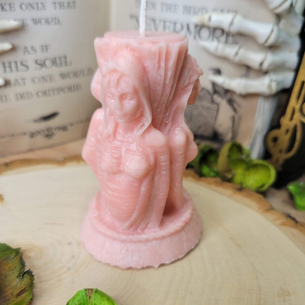 Triple Moon candle, goddess-shaped candle, sculptural candle, Palm wax