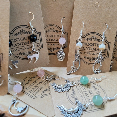 Charms Crystal Earrings stacked Stone Drop Earrings charm Etsy