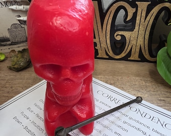 Skull Candle Gift Set with Snuffer and Color Guide, Gothic Witchy Decor