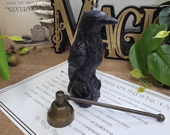 Crow Candle Gift Set with Snuffer & Color Guide, Gothic Altar Decor