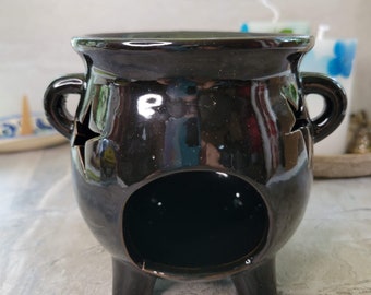 Ceramic cauldron oil burner , wax warmer, metaphysical décor, handmade ceramic