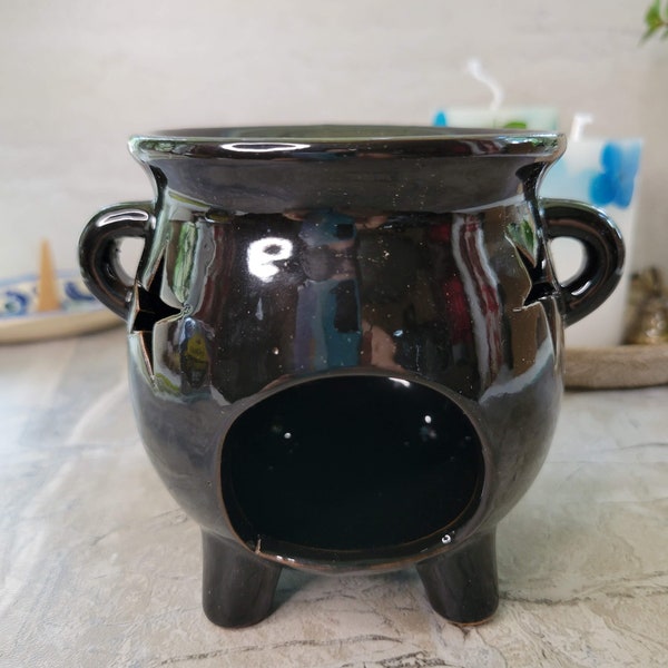 Ceramic cauldron oil burner , wax warmer, metaphysical décor, handmade ceramic