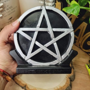 Big Pentagram Candle, Black and Gold Pentagram Candle Silver, and Black Candle Altar Decoration