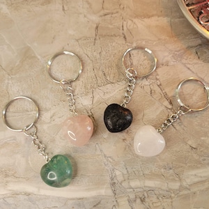 Natural gemstone keychain, heart crystal shape, Crystal Keychain