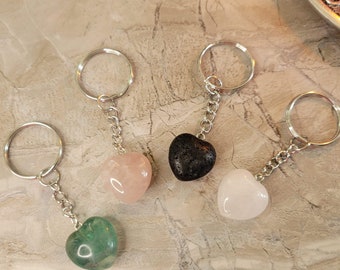 Heart Crystal Keychain: Natural Gemstone Keyring