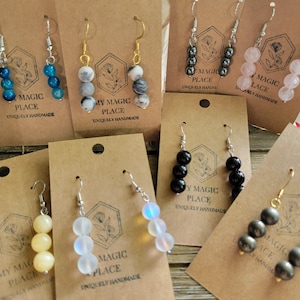 Handmade Stacked Gemstone Drop Earrings