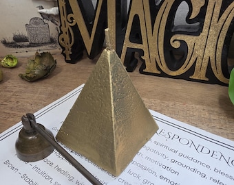 Gold Pyramid Candle Gift Set with Snuffer, Color Guide, Witchy Altar Decor