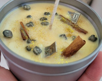 Prosperity Candle: Cinnamon Apple Scented with Pyrite Crystal chips