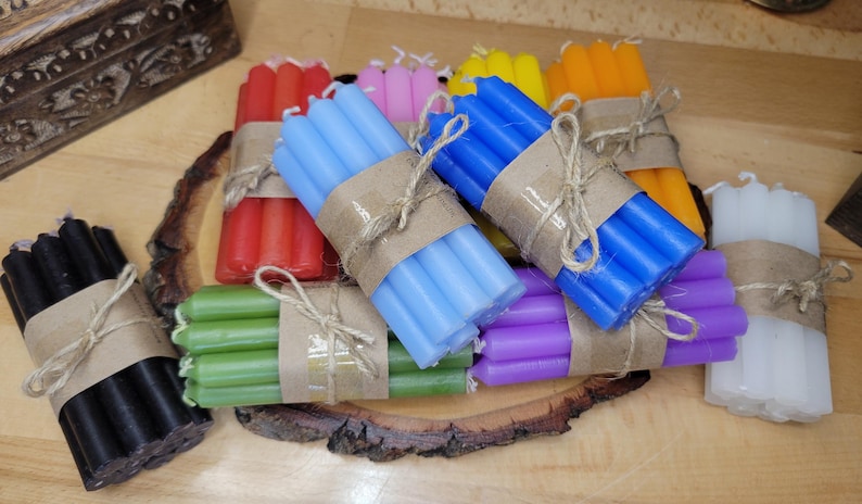 10 Mini Chime Candles Kit | 4 Inch Colored Ritual Candles with Crystal & Color Guide image 3