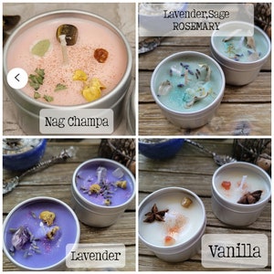 Soy Candles Hand Poured Candles Crystal Intention Candles 2oz Handmade Candles with Crystals & Herbs Small Soy Wax Candle image 3