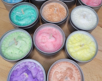 Small Zodiac Candles in Tin Jars, Handmade Scented Palm & Soy Wax, Ideal for Astrology