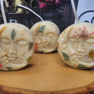Jasmine Soy Candle: Handmade Moon and Sun with Dried Flowers