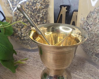 Brass Mortar and Pestle Set, Small Herb Grinder, Apothecary Kitchen Tool