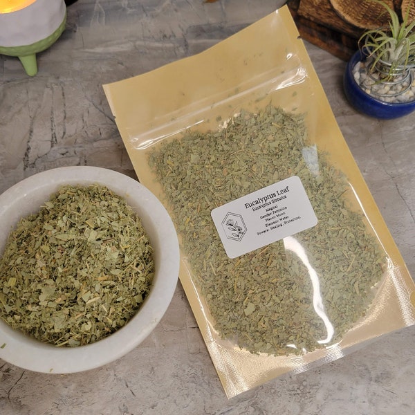 Eucalyptus, cut & sifted, 1 oz, magical herbs, Ounce Herbs, Herbs Bags