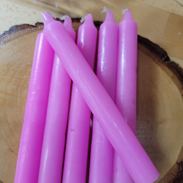 6-Inch Spell Candle  Six Inch Pink Candles  Pack of 6 Candles Tall Candles Dinner Candles