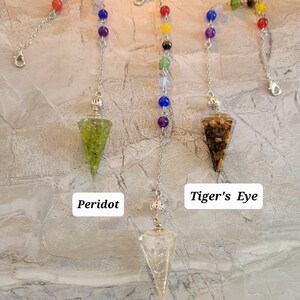 Resin Dowsing Pendulum: Chakra Jewelry with Natural Gemstone Chips image 5