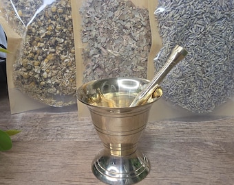 Small Brass Mortar and Pestle Set, Small Herb Grinder, Apothecary Kitchen Tool