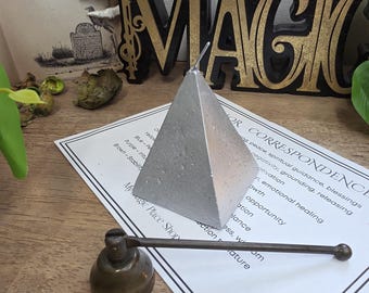 Silver Pyramid Candle Gift Set with Snuffer, Color Guide, Witchy Altar Decor