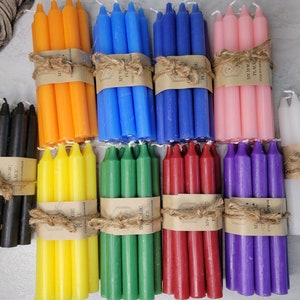 Set of 10 Candles 5" chime unscented spell candles pack of colored candles